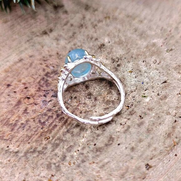 Nature Blue Morganite Stone Adjustable Ring - Picture 7 of 10